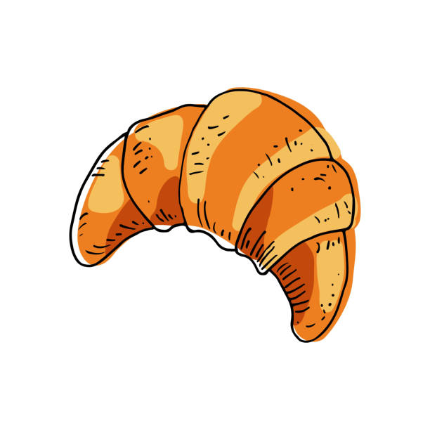 ilustrações de stock, clip art, desenhos animados e ícones de sketch croissant on white background. - croissant