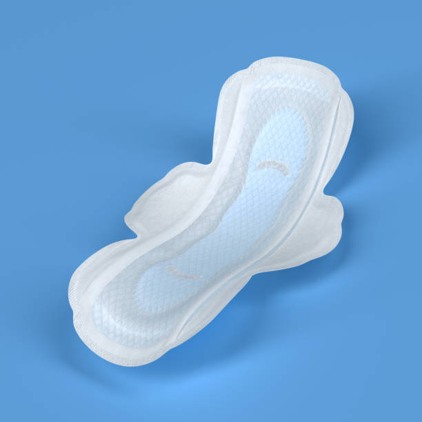 Hygienic sanitary napkin, menstruation days, on a white background.3d rendering stock photo