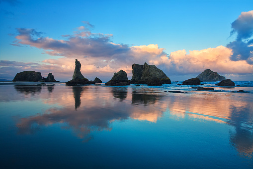 Bandon Beach Oregon Sunrise and reflections