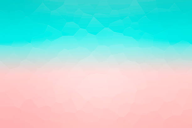 Abstract Defocused Polygonal Mosaic Stylized Seascape Background in Pastel Teal and Pink - wallpaper