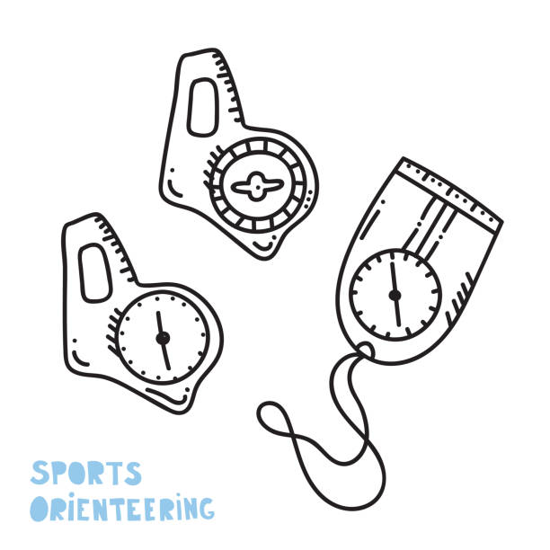 오리 엔 티어 링 나침반의 벡터 일러스트 레이 션 - orienteering clip art compass magnet stock illustrations