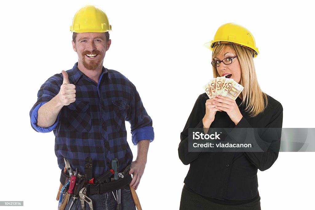 Trabalhador da Construção Civil e Mulher de negócios com ganhos - Royalty-free Adulto Foto de stock