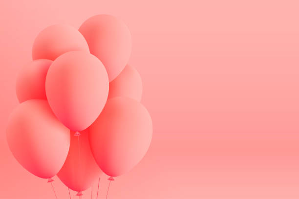 istock Set of realistic mat helium balloons floating on pink background. Vector 3D balloons for birthday, party, wedding or promotion banners or posters. Vivid illustration in pastel colors. 1042133768