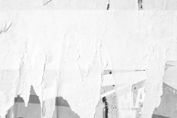 papel rasgado rasgado viejo blanco en blanco arrugado arrugado carteles grunge texturas fondo fondos - paint rough peeling grunge fotografías e imágenes de stock