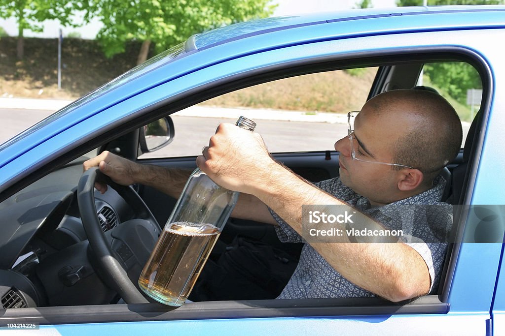 Betrunken Mann in Fahrer - Lizenzfrei Alkoholisches Getränk Stock-Foto