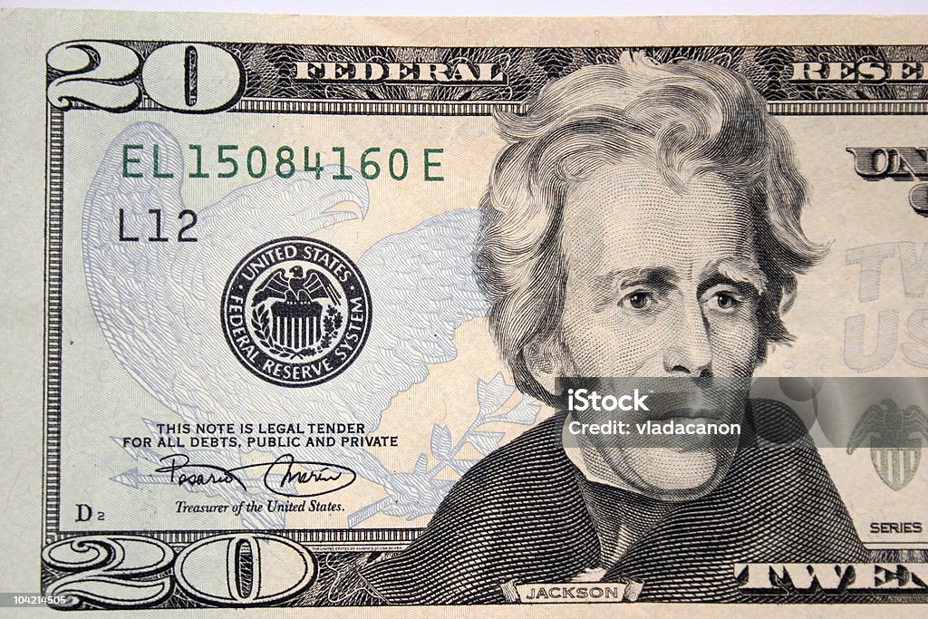 20 달러, Andrew Jackson - 로열티 프리 20달러 지폐-미국 지폐 통화 스톡 사진