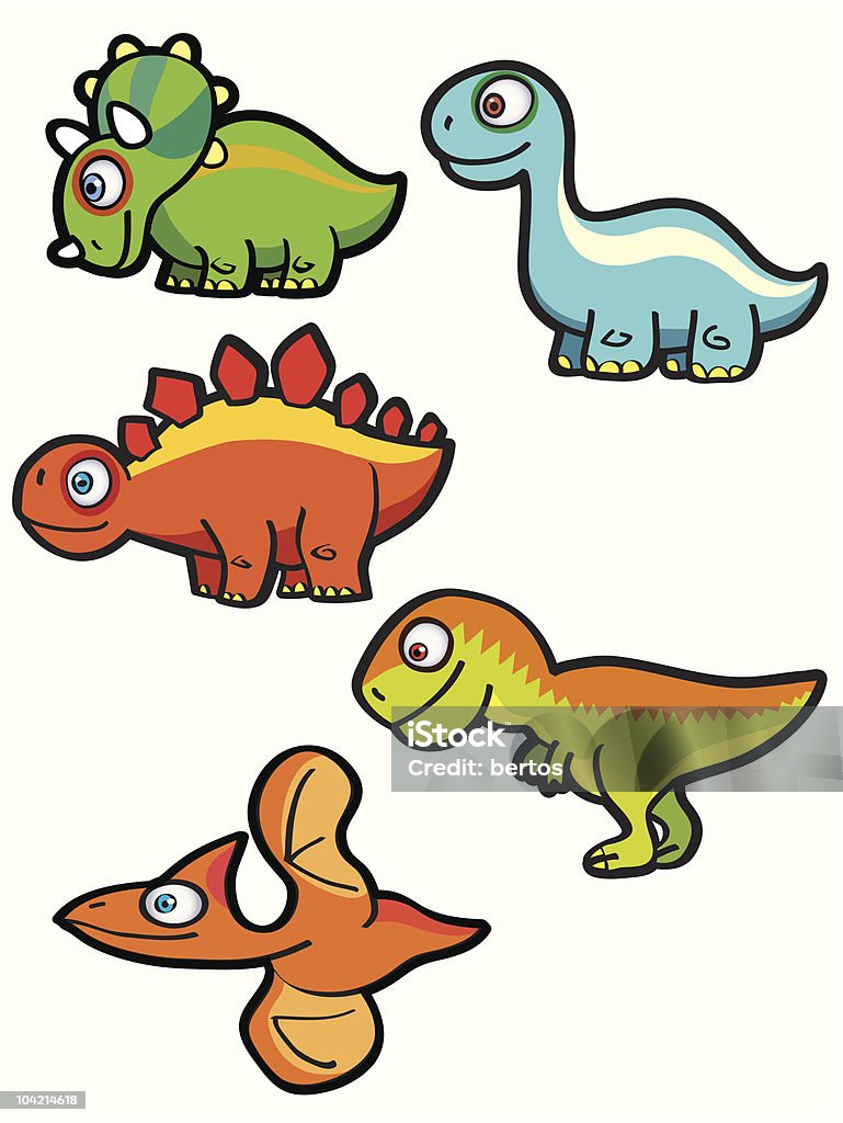 Vetores de Desenho Animado Dinossauro Brontossauro Dinossauro