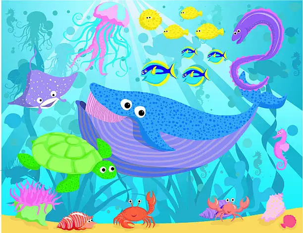 Vector illustration of Under the sea illustration