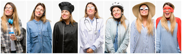 istock Cool woman, different professions thinking and looking up expressing doubt and wonder 1042150172