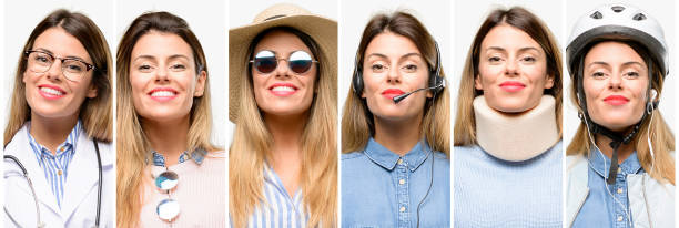 istock Cool woman, different professions doing ok sign gesture with both hands expressing meditation and relaxation 1042150400