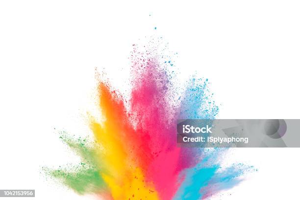 Abstract Powder Splatted Background Paint Holi Stock Photo - Download Image Now - Exploding, Ground - Culinary, White Background