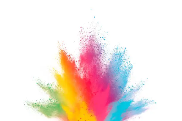Photo of Abstract powder splatted background. Paint Holi.