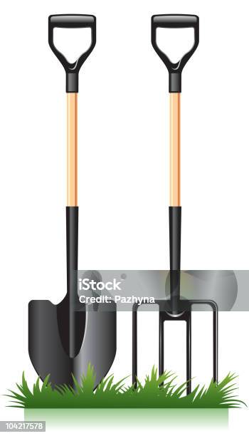 Garden Fork And Spade Stock Illustration - Download Image Now - Agriculture, Color Image, Equipment