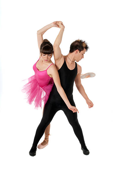 istock Young couple dancing ballet isolated on white background. 104217627