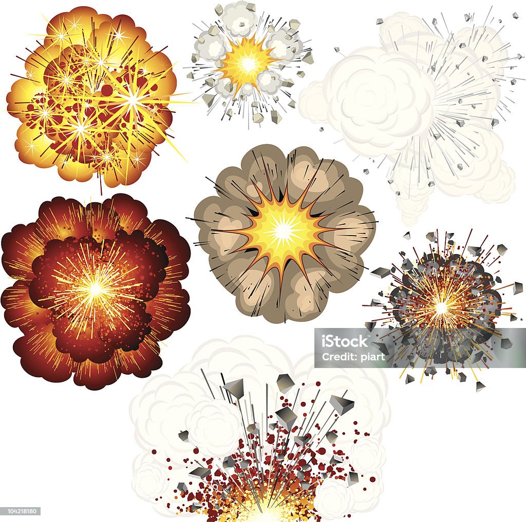 Мультяшный взрывы - Векторная графика Взрывающийся роялти-фри