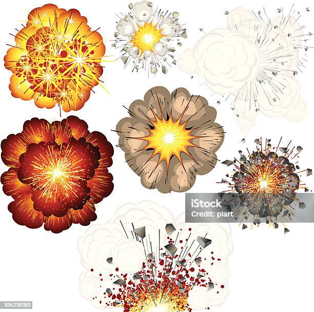 Мультяшный Взрывы — стоковая векторная графика и другие изображения на тему Взрывающийся - Взрывающийся, Векторная графика, Камень