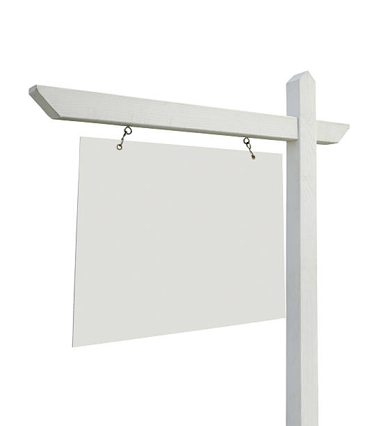 istock Blank Real Estate Sign on White, Left, Clipping Paths 104218797