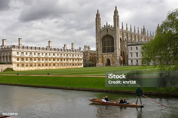 View Of Cambridge University And A Punt Stock Photo - Download Image Now - Cambridge - England, Punting, Nautical Vessel
