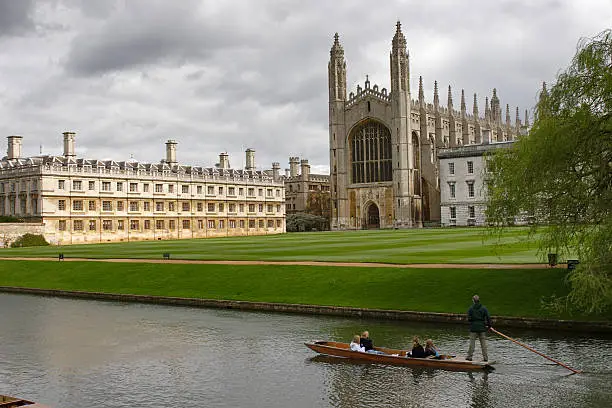 Great view on King's Chapel. King's College, Cambridge, UK