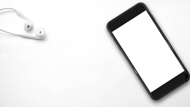 istock Smartphone and earphones on white background. 1042219666