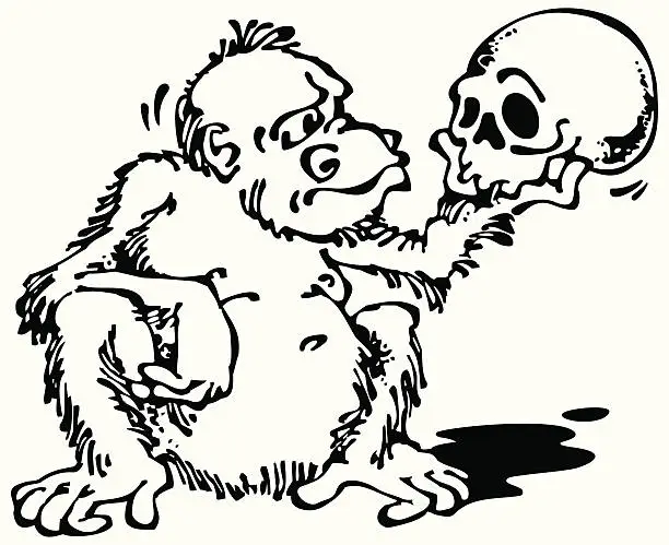 Vector illustration of Monkey and Skull_Black