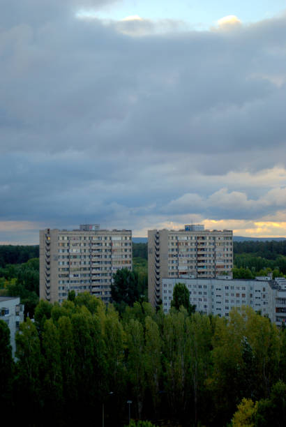 istock City autumn panorama at dawn. 1042223544