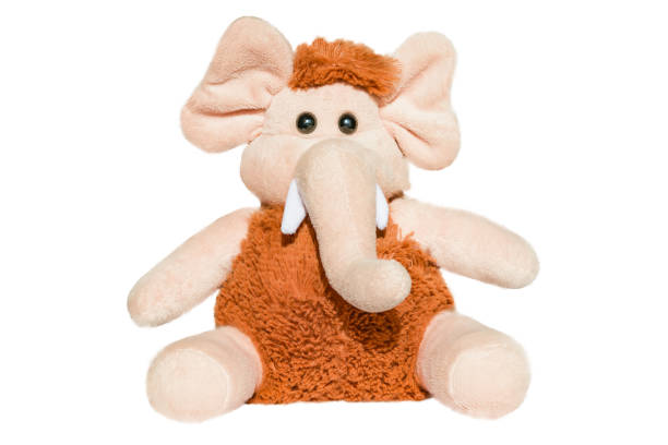 istock Soft toy beige with brown wool mammoth elephant isolated 1042229428