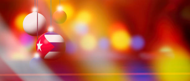 istock Cuba flag on Christmas ball with blurred and abstract background. 1042233018