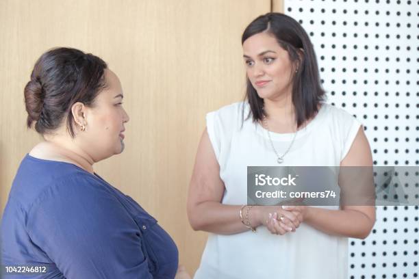 Two Women Having Serious Conversation Could Be Friends Or Work Colleagues Focus Is On Plus Size Female On Left Females Are Of Maori Ethnicity Stock Photo - Download Image Now