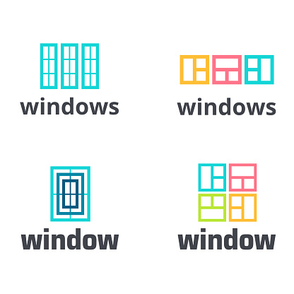 Windows icon set, vector template. The business of manufacturing windows. Design element.
