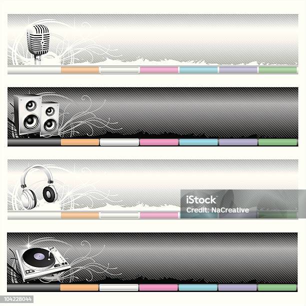 Cabeçalhos De Web De Música - Arte vetorial de stock e mais imagens de Caixa de Som - Caixa de Som, Música, Tridimensional