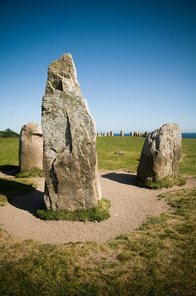 Ales stenar Ale's Stones (Ales stenar in Swedish) is a megalithic monument in Scania in southern Sweden, probably from circa 600 CE. ales stenar stock pictures, royalty-free photos & images