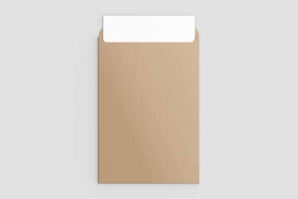 istock Recycled paper C4 envelope mock up isolated on soft gray background. 3D illustration 1042289186