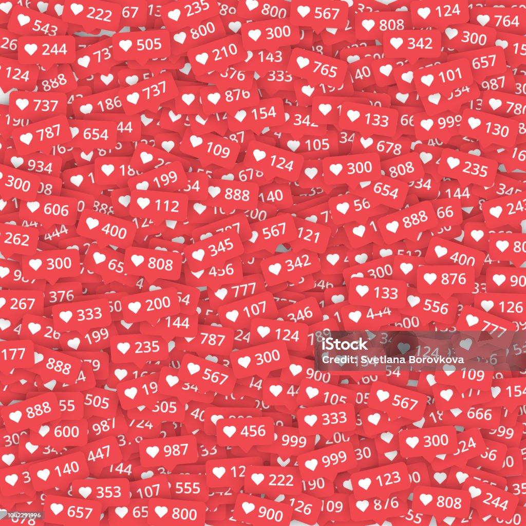 Red background with likes meter with hearts. Red background with likes meter with hearts signs. Vector illustration. Social Media Icon stock vector