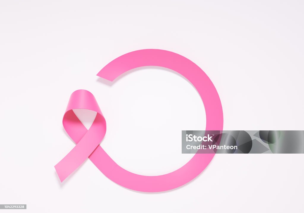 Sign of Breast cancer awareness month, pink ribbon Sign of Breast cancer awareness month, pink ribbon isolated on white, 3d rendering. Breast Cancer Awareness Stock Photo