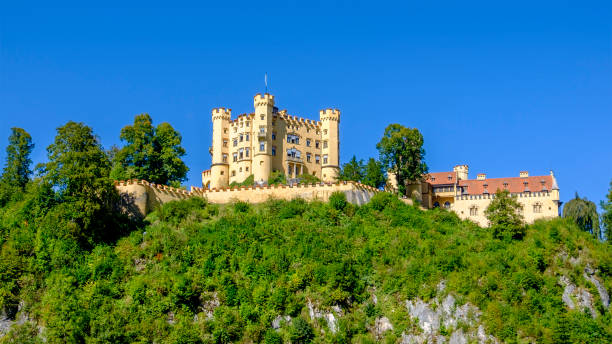 Schwangau, Bavaria, Germany - December 12, 2012: Hohenschwangau Castle with blue sky in autumn, Germany