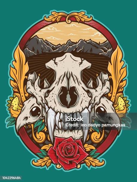 Tiger Skull With Heraldic Frame Stock Illustration - Download Image Now -  Tiger, Skull, Tattoo - iStock
