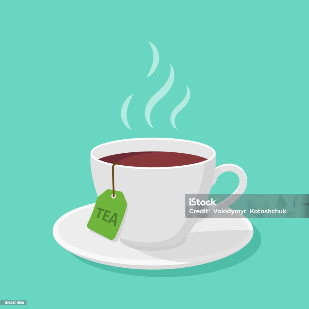 Mug With tea and steam in a flat style - vector clipart. Tea - Hot Drink stock vector
