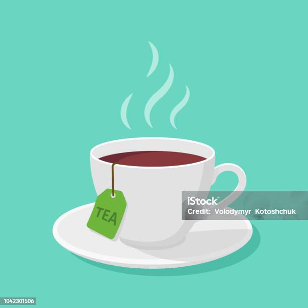 Mug With Tea And Steam In A Flat Style Vector Clipart Stock Illustration - Download Image Now