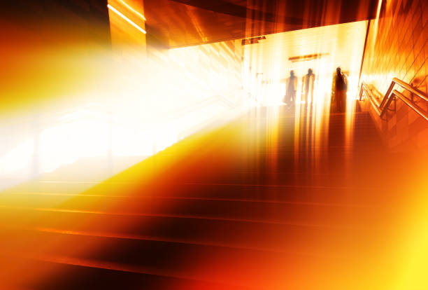 istock Group of people entering metro transportation background 1042323196