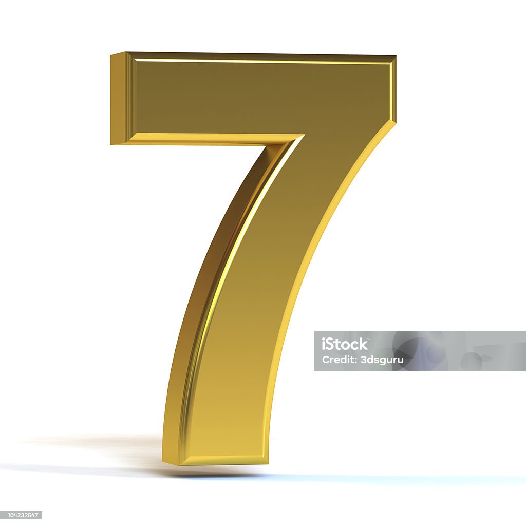 Die Zahl 7-Gold - Lizenzfrei Biegung Stock-Foto