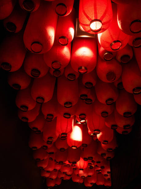 istock Lots of red Chinese lanterns. Oriental decor 1042328444