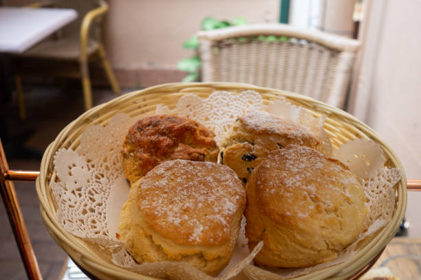 Variety of scones in a basket