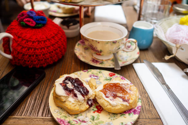 istock Fresh scones with cream and jam 1042335370
