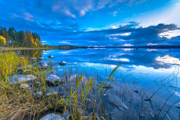 Autumn lake view from Sotkamo, Finland.