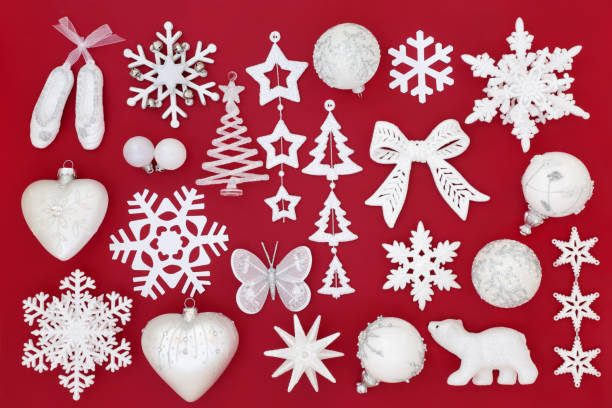 istock White and Silver Christmas Bauble Decorations 1042343044