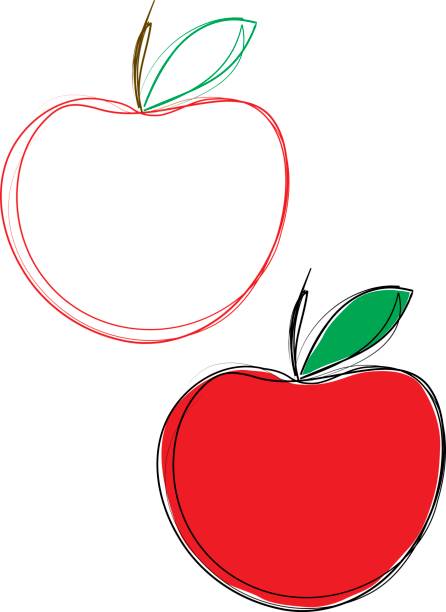 Sketchy Apples vector art illustration
