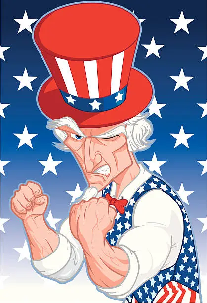 Vector illustration of Fighting Mad Uncle Sam