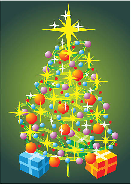 christmas tree vector art illustration