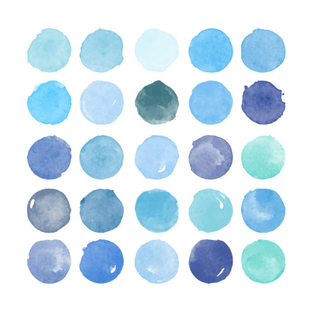 Set of colorful watercolor hand painted round shapes, stains, circles, blobs isolated on white. Illustration for artistic design vector art illustration